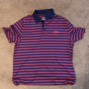 Under Armour Golf Polo - Large- Blue and Red